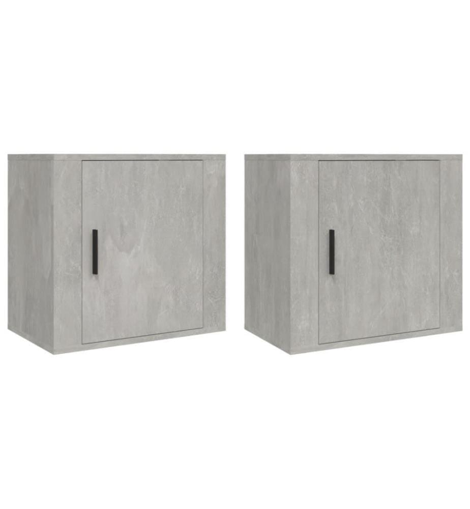 Wand-Nachttische 2 Stk. Betongrau 50x30x47 cm