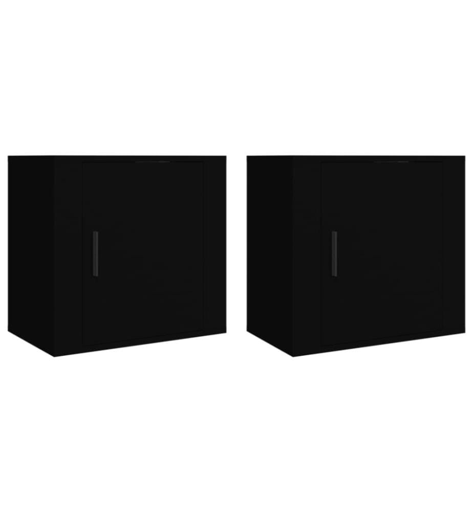 Wand-Nachttische 2 Stk. Schwarz 50x30x47 cm
