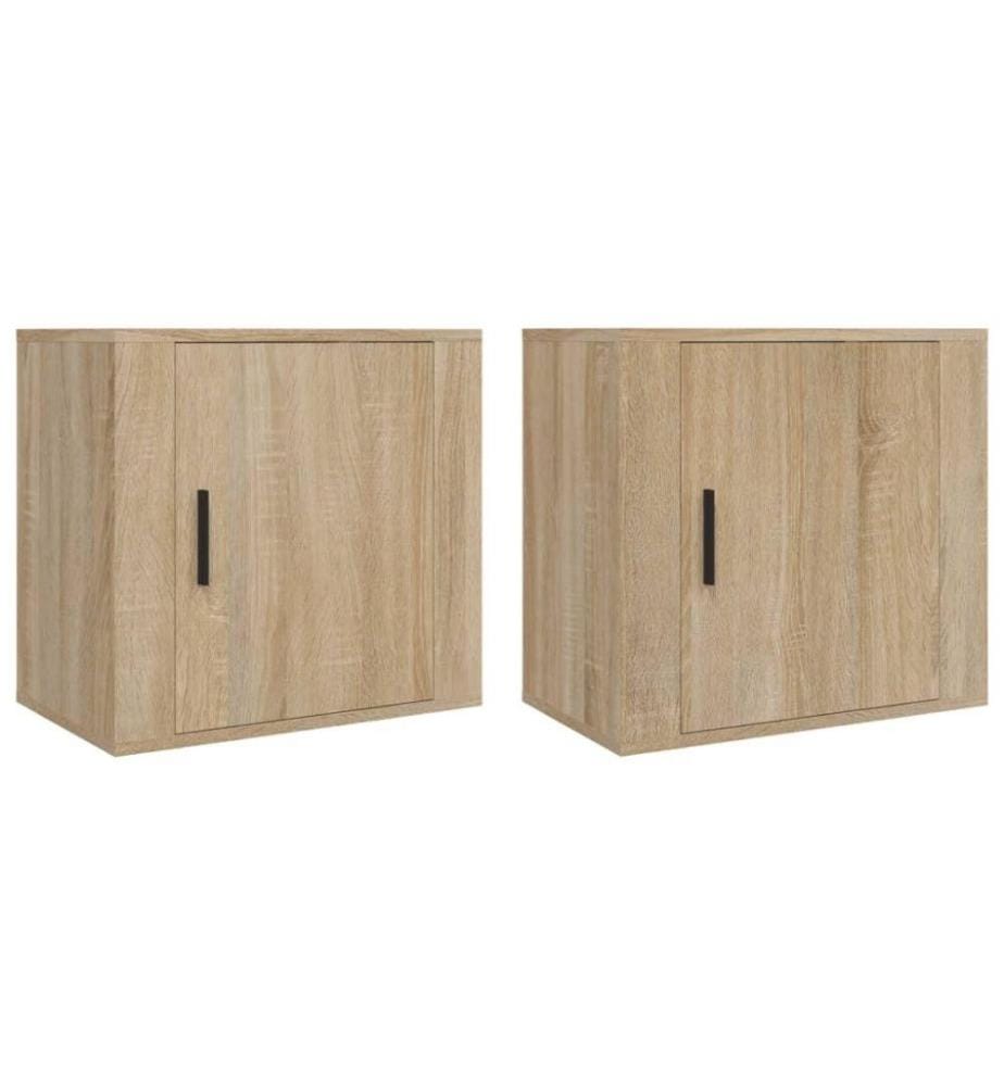Wand-Nachttische 2 Stk. Sonoma-Eiche 50x30x47 cm