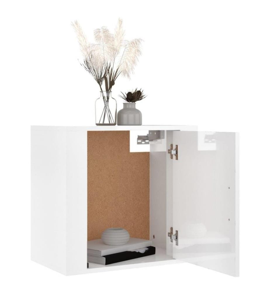 Wand-Nachttische 2 Stk. Hochglanz-Weiss 50x30x47 cm