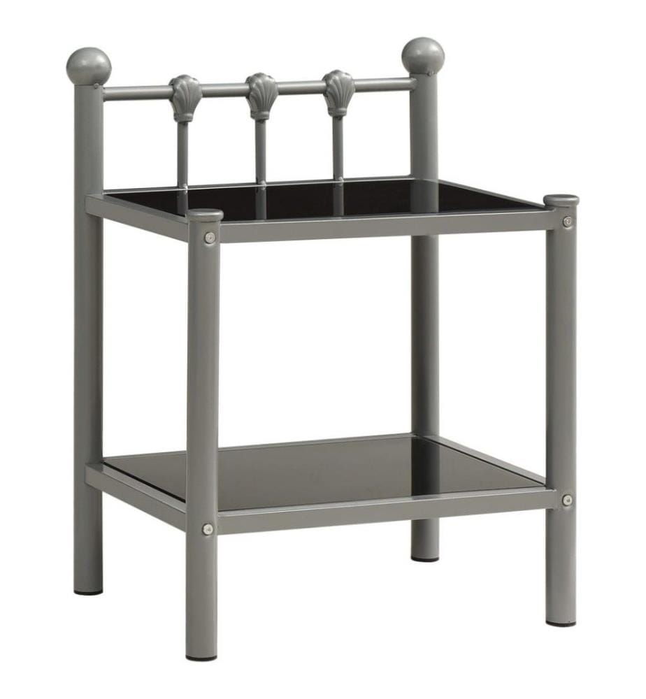 Nachttisch Grau und Schwarz 45x34,5x60,5 cm Metall und Glas