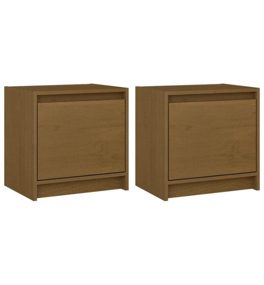 Nachttische 2 Stk. Honigbraun 40x30,5x40 cm Massivholz Kiefer