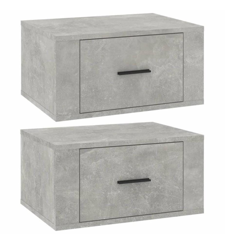 Wand-Nachttische 2 Stk. Betongrau 50x36x25 cm