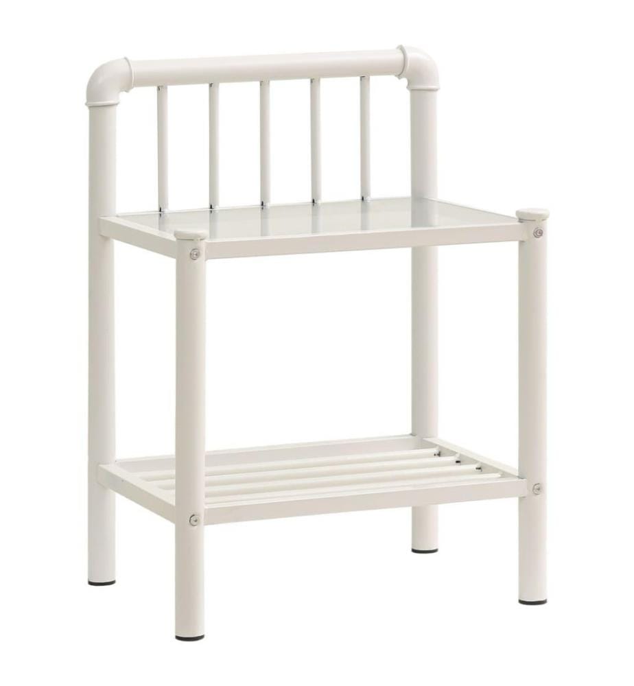 Nachttisch Weiss Transparent 45x34,5x62,5 cm Metall und Glas