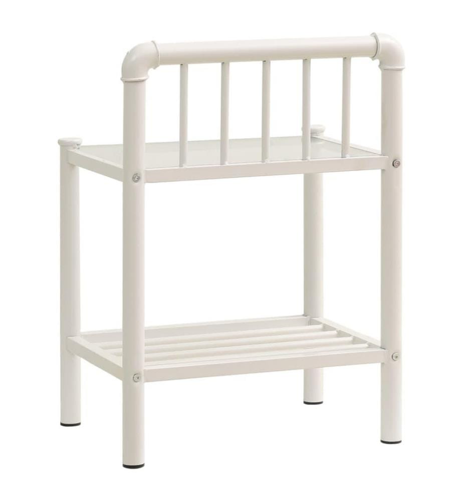Nachttisch Weiss Transparent 45x34,5x62,5 cm Metall und Glas