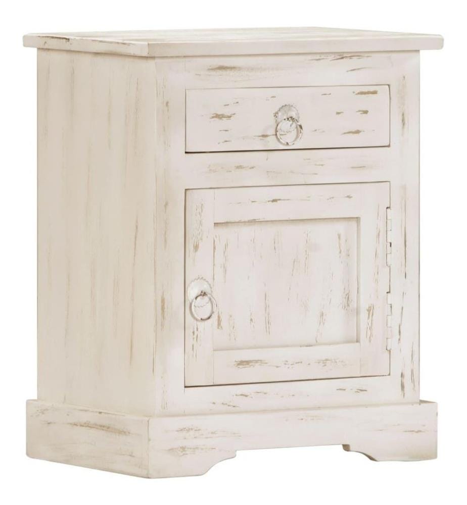 Nachttisch Weiss 40×30×50 cm Massivholz Mango