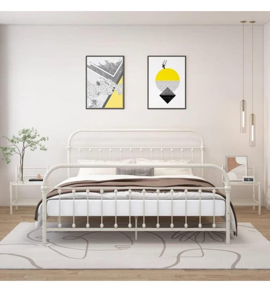 Nachttische 2 Stk. Weiss Transparent Metall und Glas