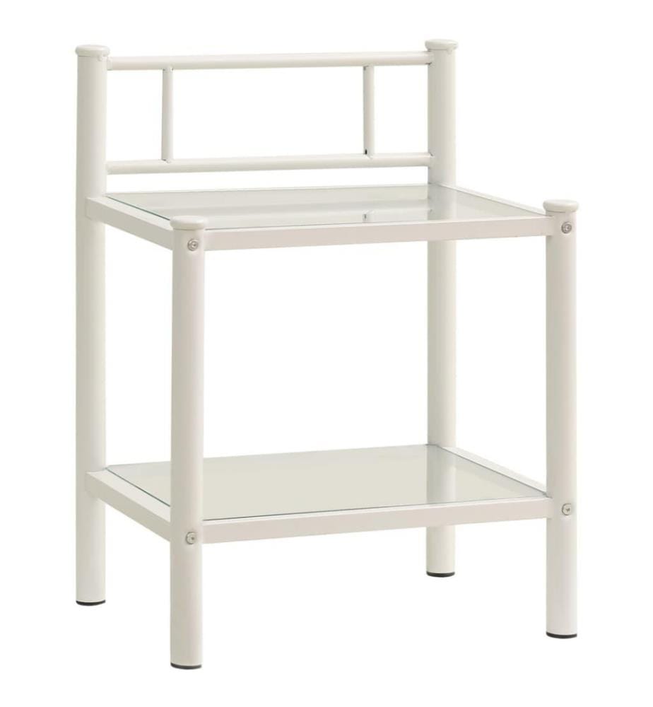 Nachttische 2 Stk. Weiss Transparent Metall und Glas