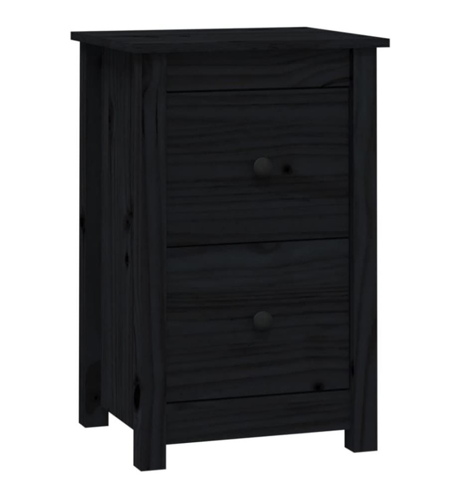 Nachttisch Schwarz 40x35x61,5 cm Massivholz Kiefer