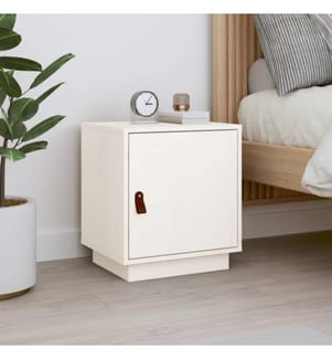 Nachttisch Weiss 40x34x45 cm Massivholz Kiefer