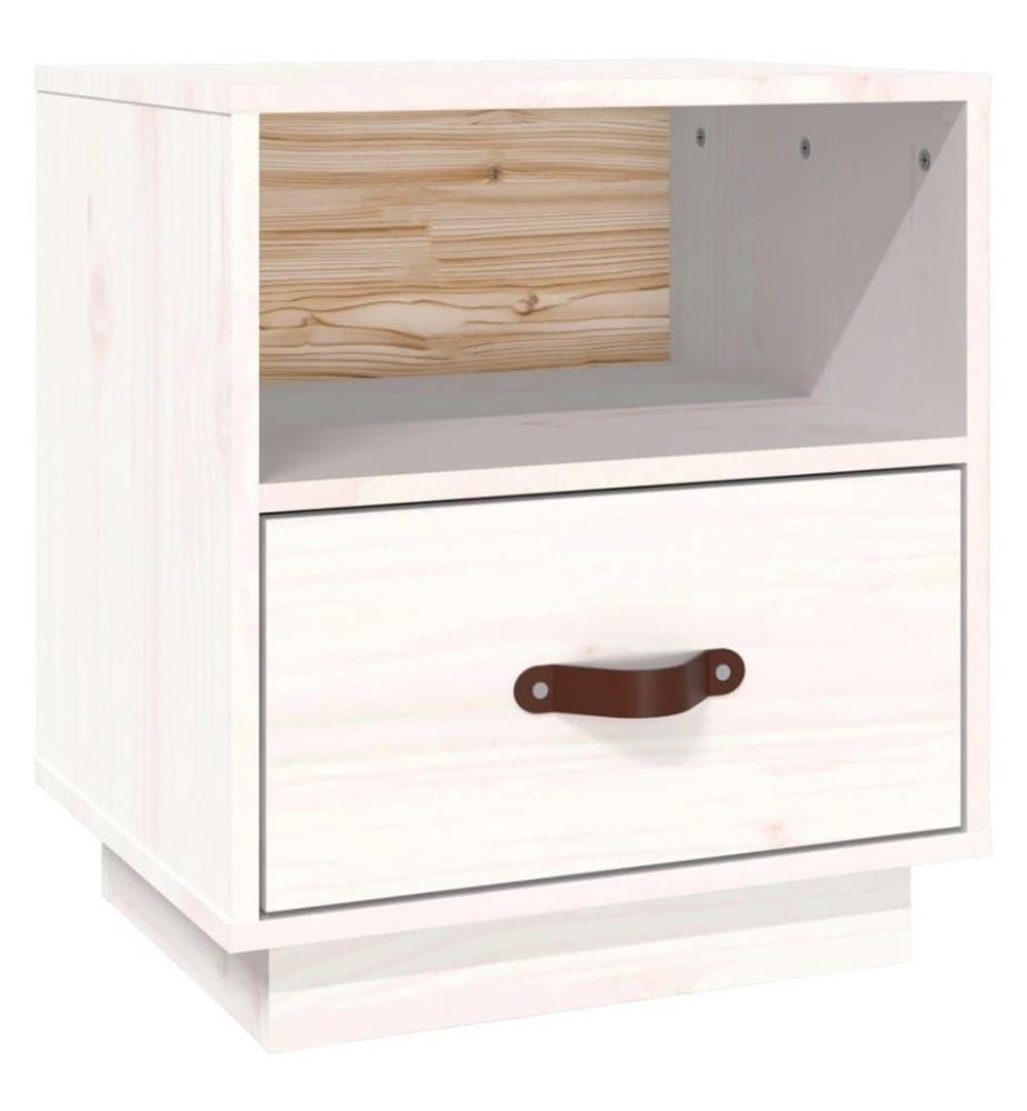 Nachttisch Weiss 40x34x45 cm Massivholz Kiefer