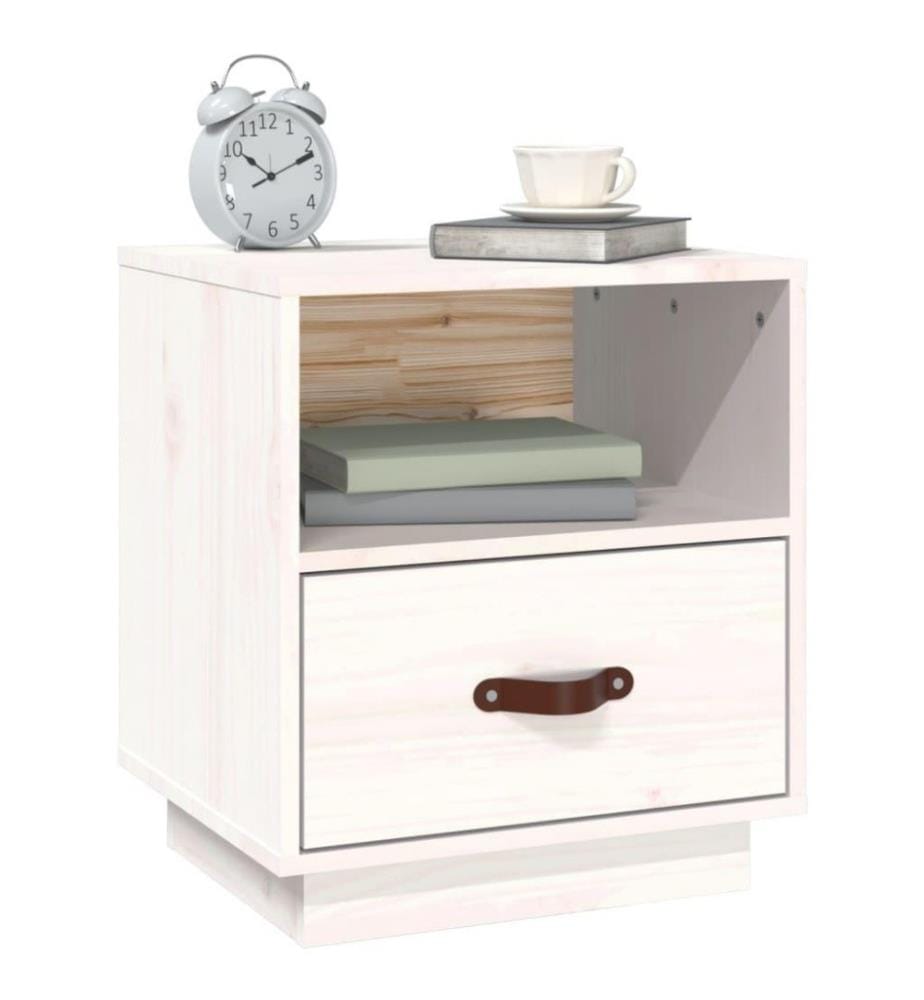 Nachttisch Weiss 40x34x45 cm Massivholz Kiefer