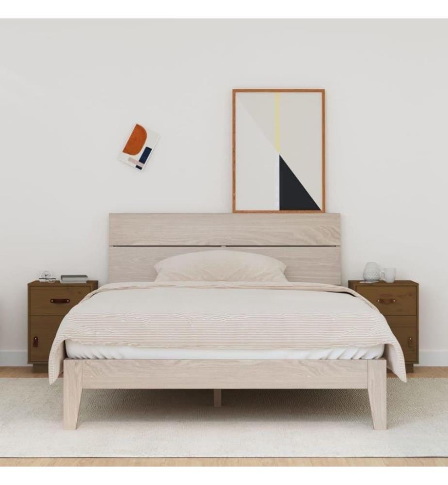 Nachttische 2 Stk. Honigbraun 40x34x55 cm Massivholz Kiefer