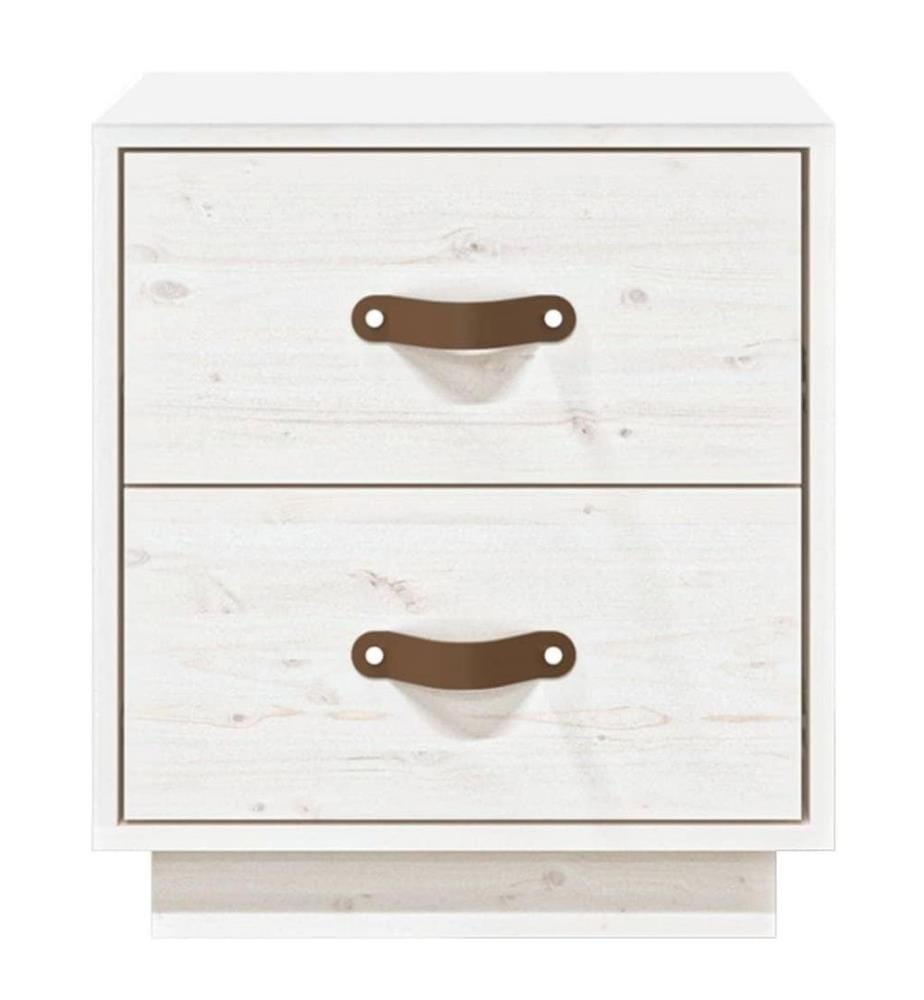 Nachttisch Weiss 40x34x45 cm Massivholz Kiefer