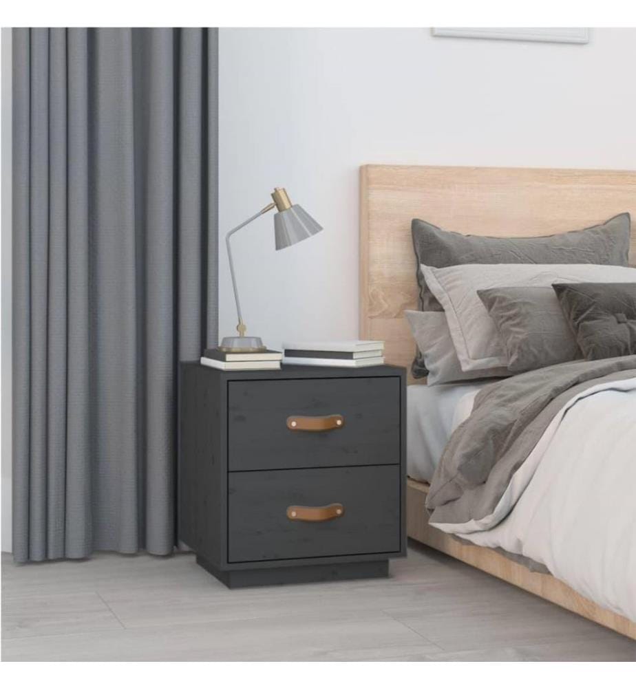 Nachttische 2 Stk. Grau 40x34x45 cm Massivholz Kiefer