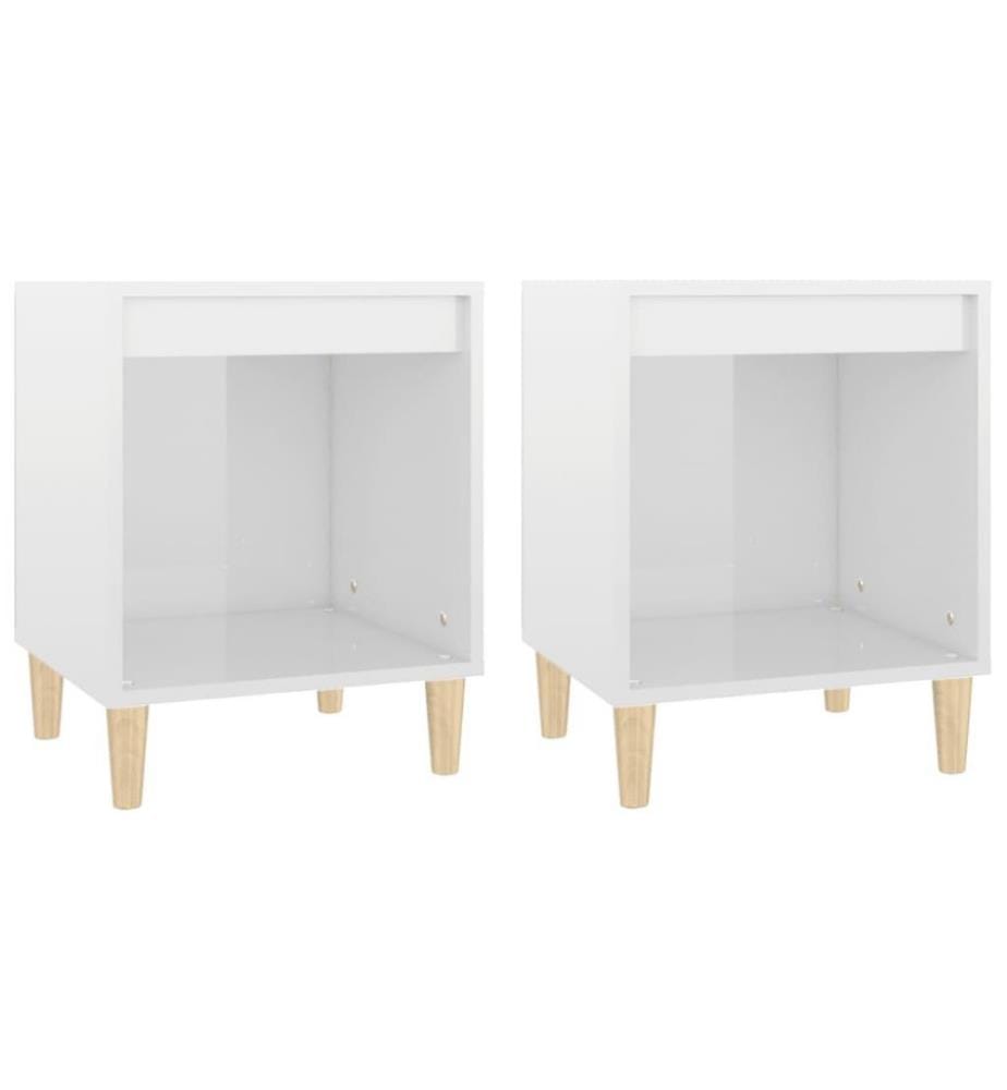 Nachttische 2 Stk. Hochglanz-Weiss 40x35x50 cm