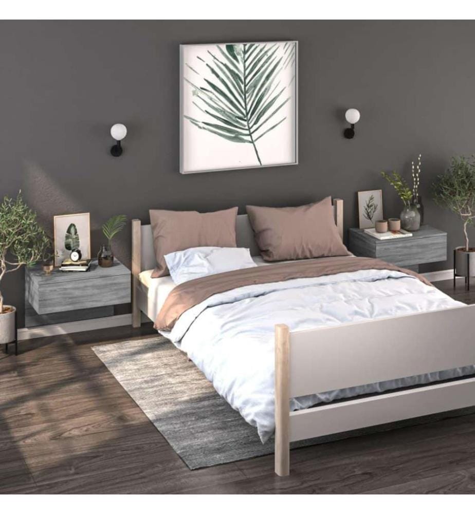 Wand-Nachttisch Grau Sonoma Holzwerkstoff