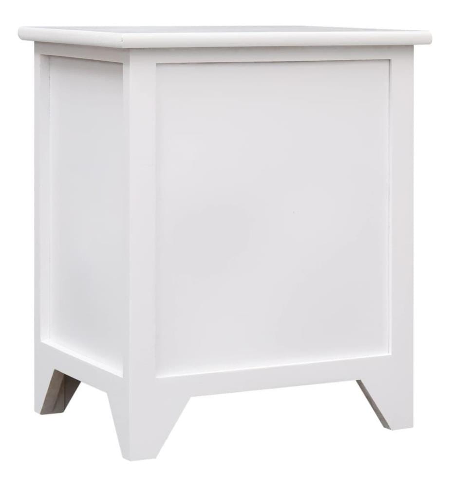 Nachttisch Weiss 38×28×45 cm Paulownia-Holz