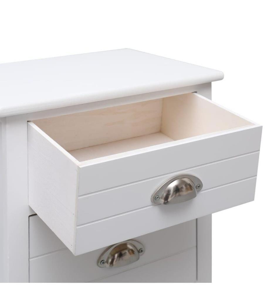 Nachttisch Weiss 38×28×45 cm Paulownia-Holz