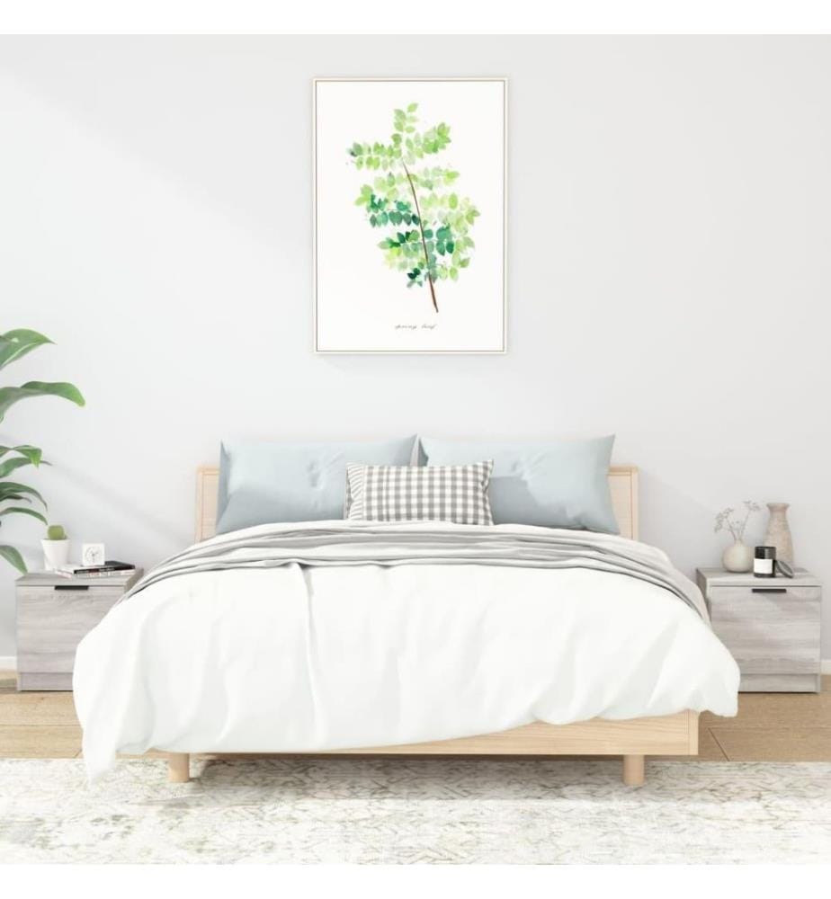 Nachttische 2 Stk. Grau Sonoma 40x39x40 cm