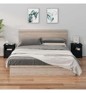 Nachttische 2 Stk. Schwarz 40x35x49 cm Massivholz Kiefer