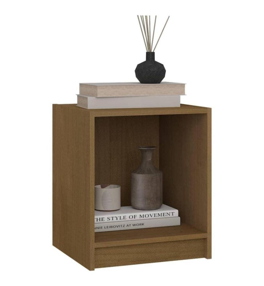 Nachttisch Honigbraun 35,5x33,5x41,5 cm Massivholz Kiefer