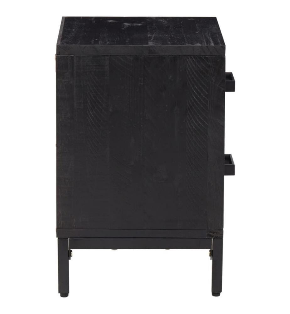 Nachttisch Schwarz 36x30x45 cm Massivholz Kiefer Recycelt