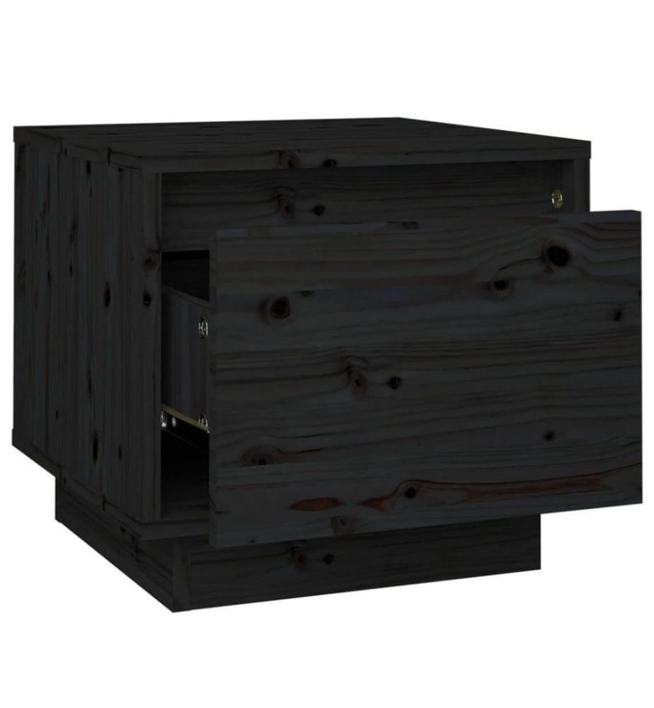 Nachttisch Schwarz 35x34x32 cm Massivholz Kiefer