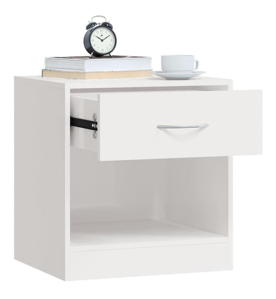 Nachttische 2 Stk. mit Schublade Hochglanz-Weiss