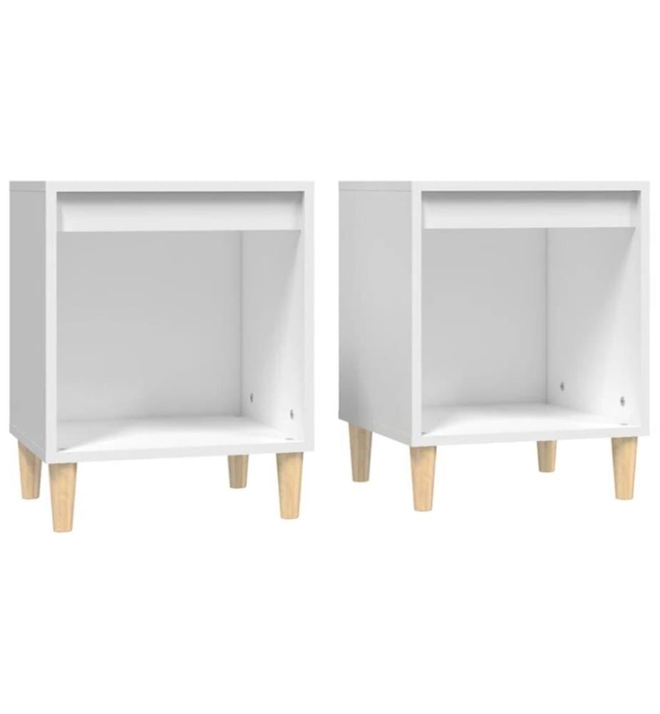 Nachttische 2 Stk. Weiss 40x35x50 cm