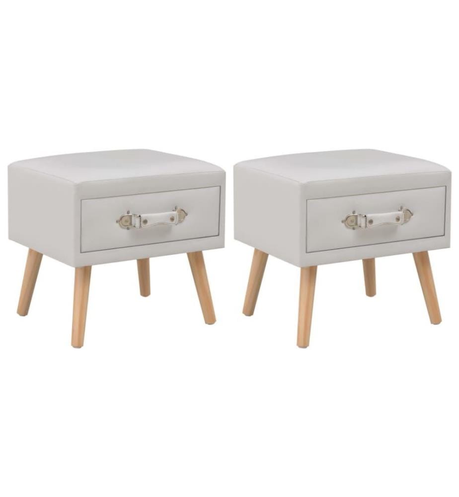 Nachttische 2 Stk. Weiss 40 x 35 x 40 cm Kunstleder