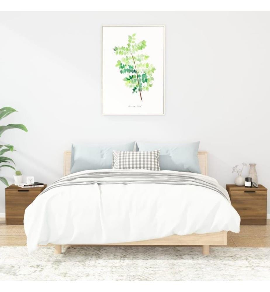 Nachttische 2 Stk. Braun Eiche 40x39x40 cm