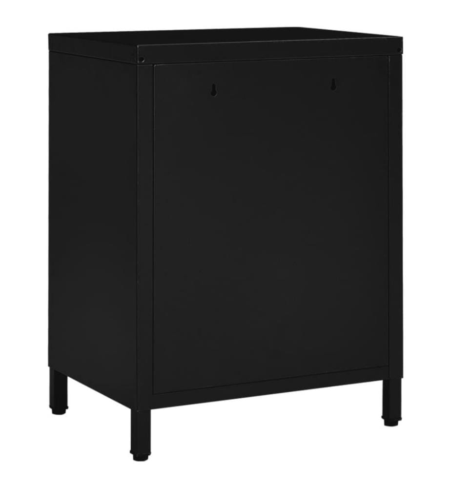 Nachttisch Schwarz 40x30x54,5 cm Stahl und Glas