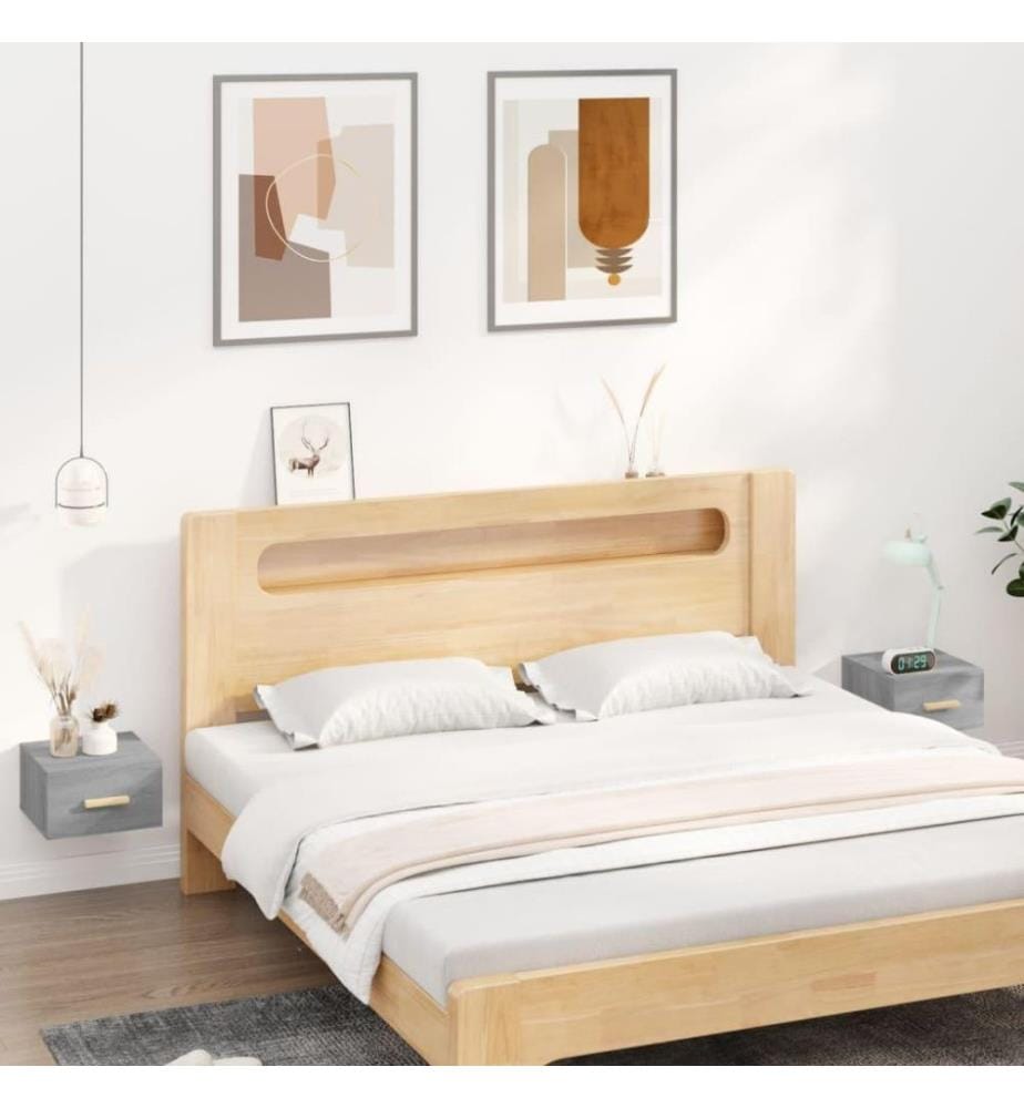 Wand-Nachttische 2 Stk. Grau Sonoma 35x35x20 cm