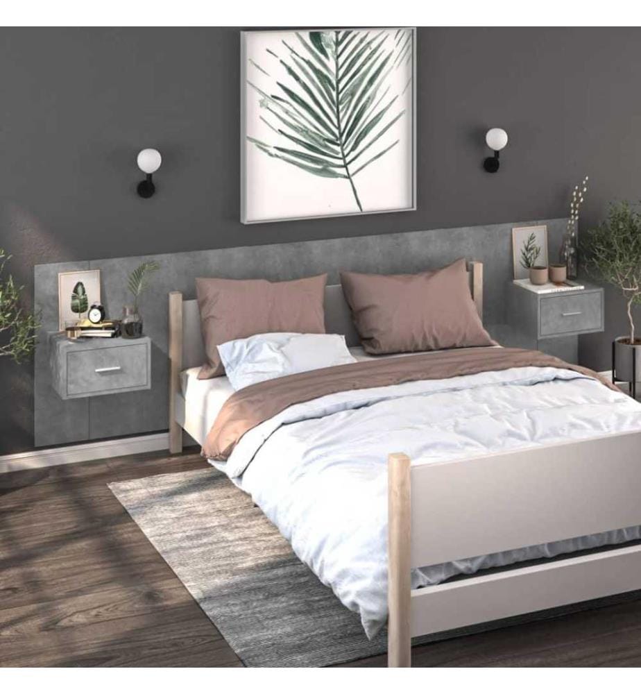 Tables de chevet murales 2 pcs Gris béton