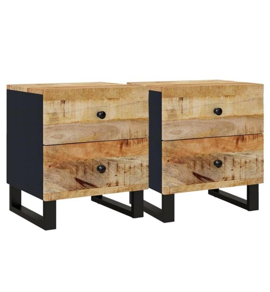 Nachttische 2 Stk. 40x33x46 cm Massivholz Mango