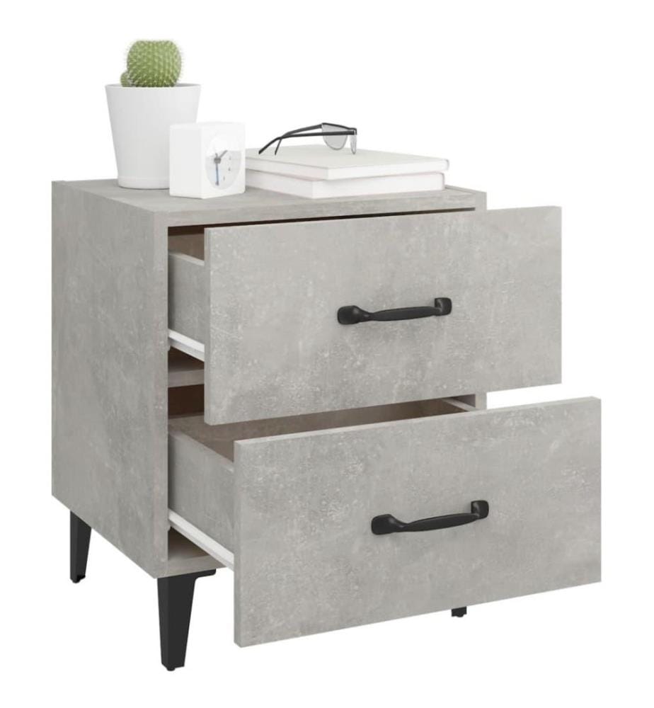 Nachttische 2 Stk. Betongrau 40x35x47,5 cm