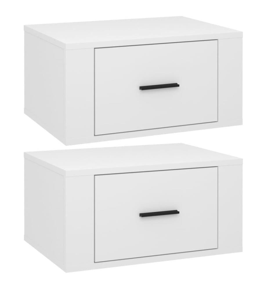 Wand-Nachttische 2 Stk. Hochglanz-Weiss 50x36x25 cm