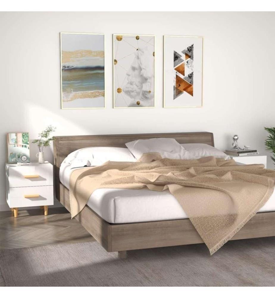 Nachttische 2 Stk. Hochglanz Weiss 40x35x47,5 cm
