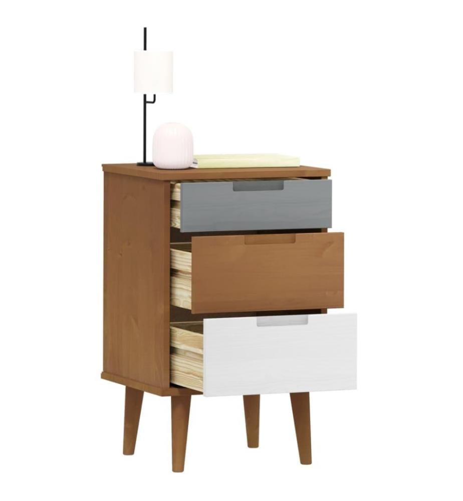 Nachttisch MOLDE Braun 40x35x65 cm Massivholz Kiefer