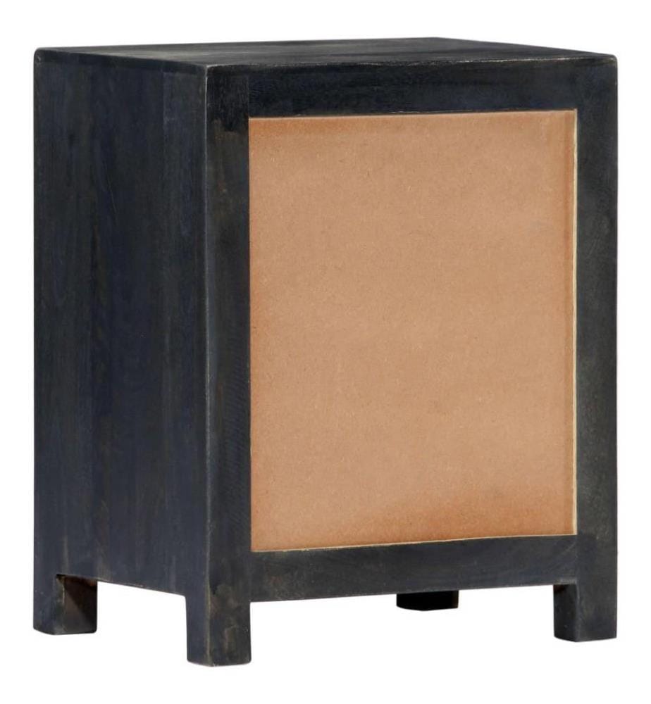 Nachttisch Handgeschnitzt Grau 40x30x50 cm Massivholz Mango
