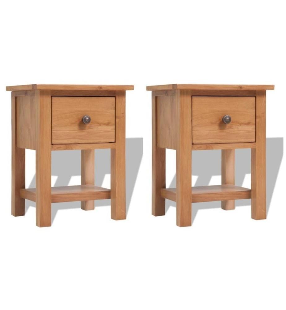Nachttische 2 Stk. 36x30x47 cm Eiche Massivholz