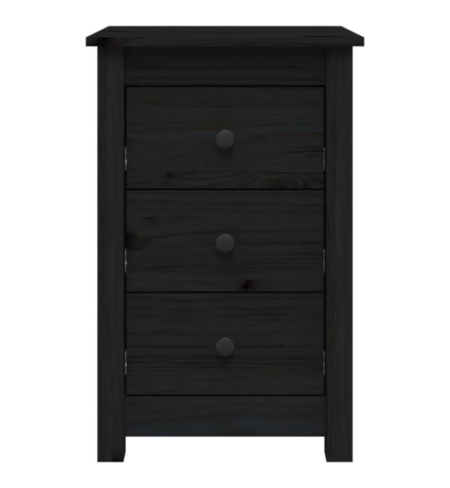 Nachttisch Schwarz 40x35x61,5 cm Massivholz Kiefer