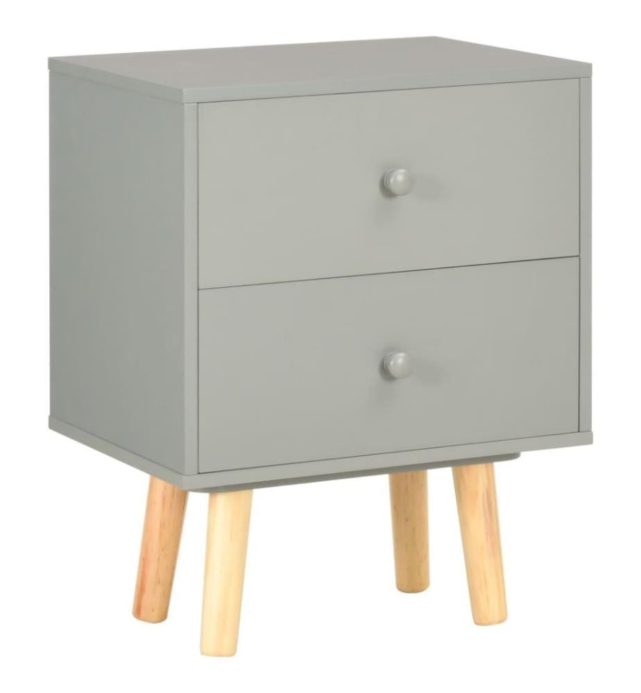 Nachttische 2 Stk. Grau 40 x 30 x 50 cm Kiefer Massivholz