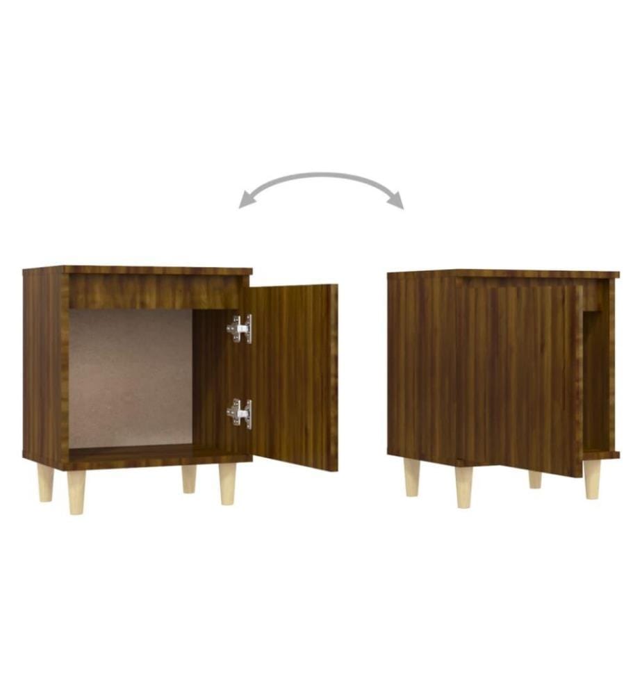 Nachttische 2 Stk. Massivholz-Beinen Braun Eiche 40x30x50cm