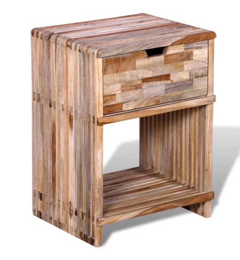 Nachttisch mit Schublade Altholz Teak