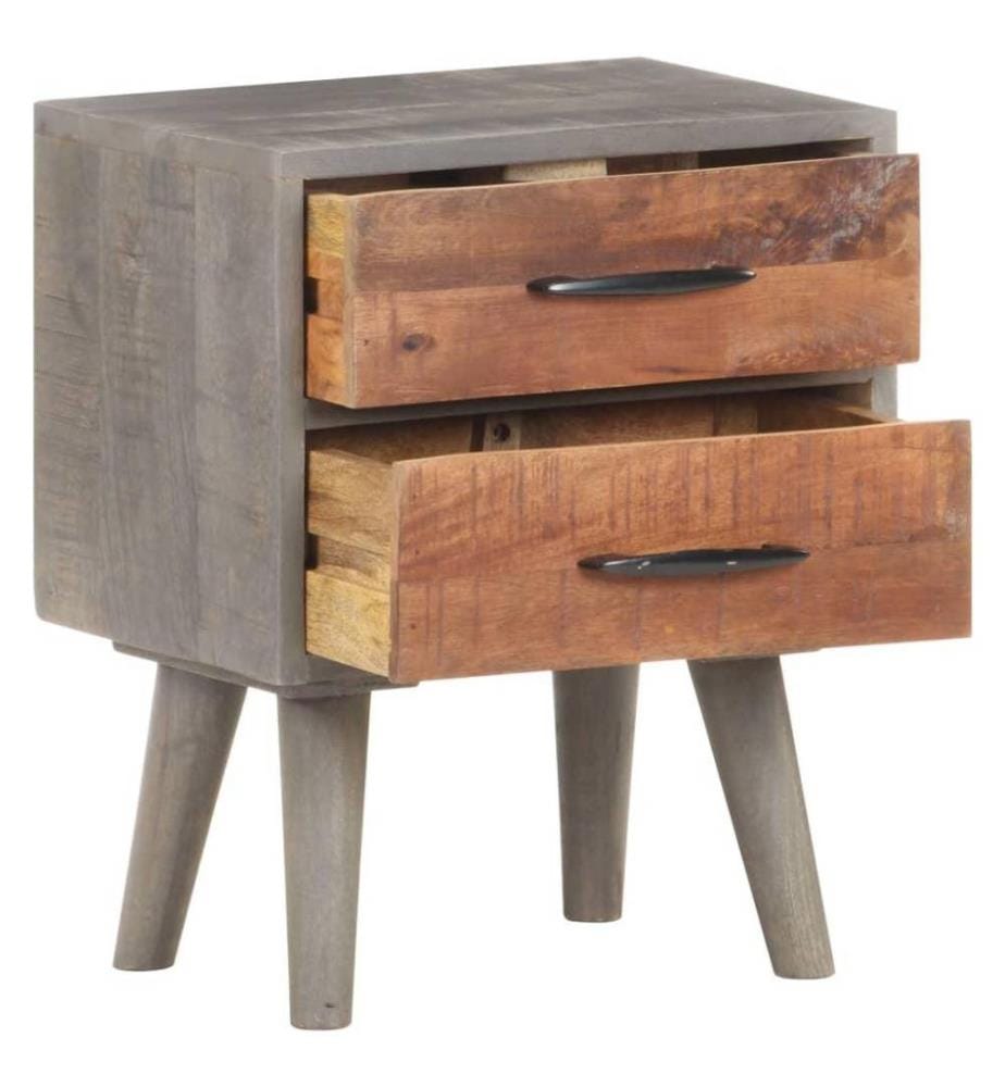 Nachttisch Grau 40x30x50 cm Raues Mango-Massivholz