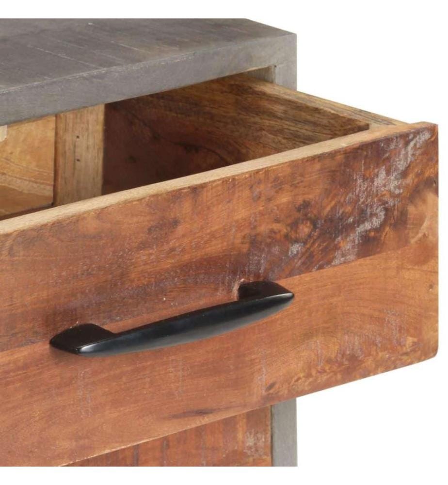 Nachttisch Grau 40x30x50 cm Raues Mango-Massivholz