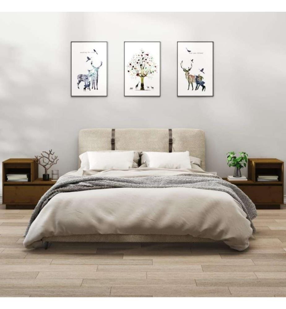 Nachttische 2 Stk. Honigbraun 60x34x51 cm Massivholz Kiefer