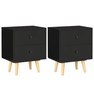Nachttische 2 Stk. Schwarz 40 x 30 x 50 cm Kiefer Massivholz